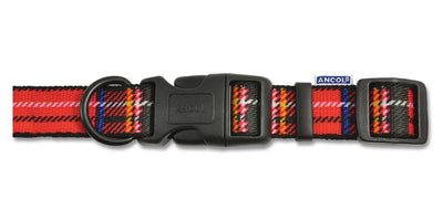 Ancol Fashion Nylon Adjustable Collar Tartan Red 20-30cm